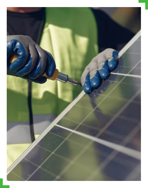 An expert repairing a solar panel